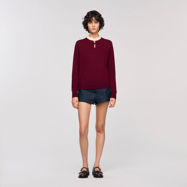 Pullover mit Rüschenkragen