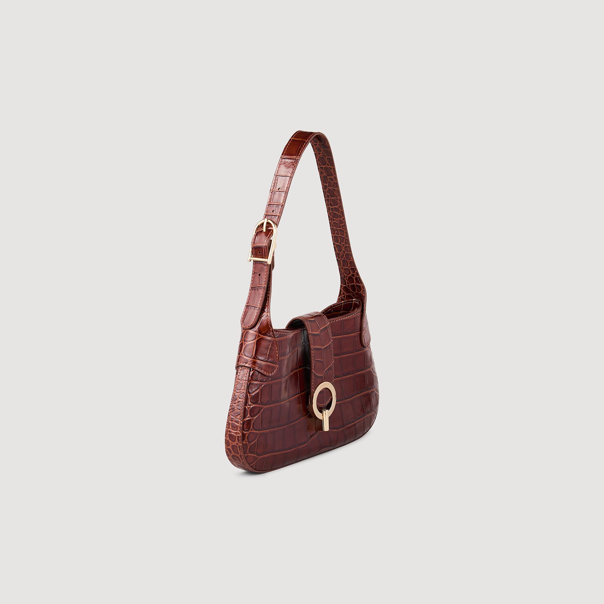 Geprägte Ledertasche Janet im Kroko-Look
