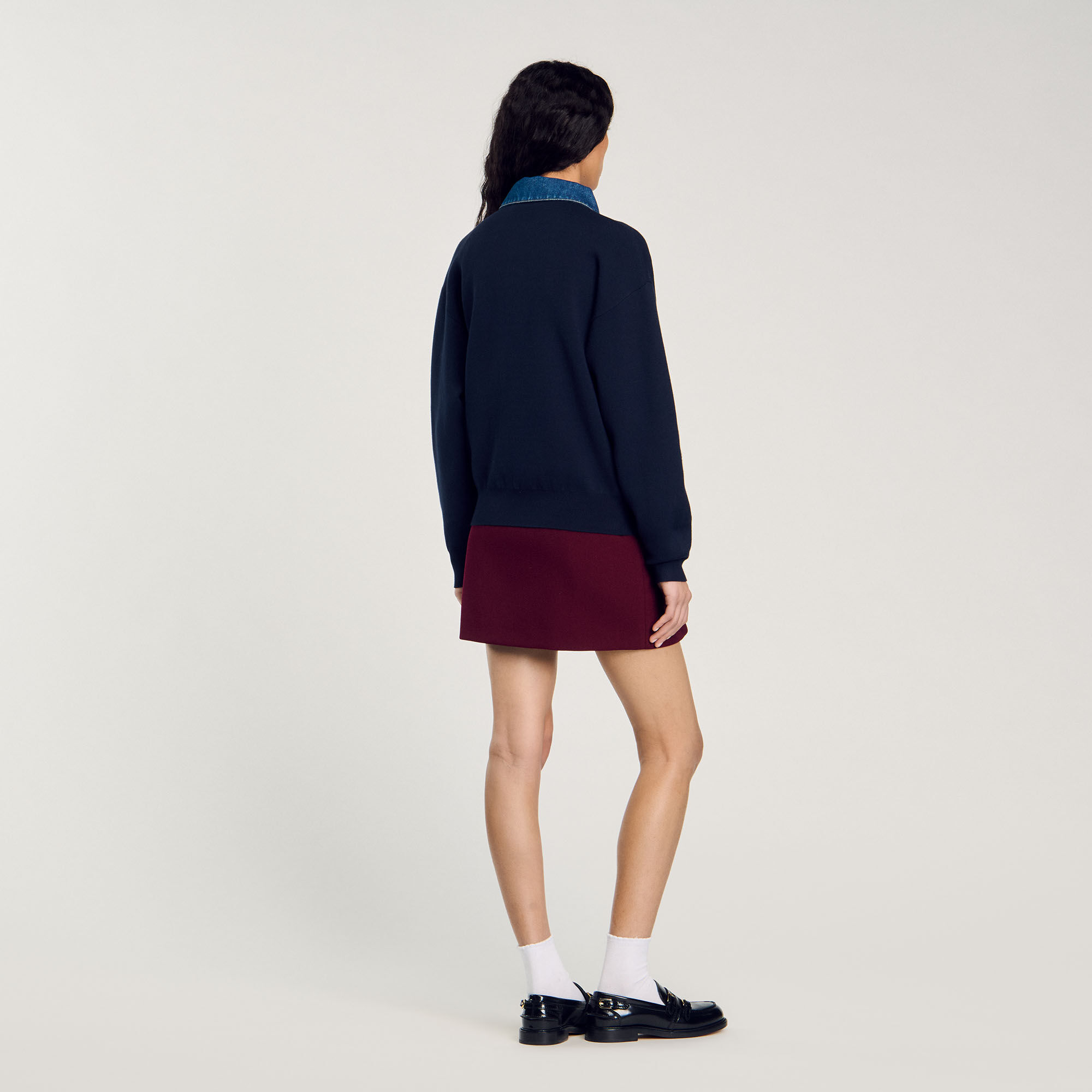 Pull en maille à col polo denim
