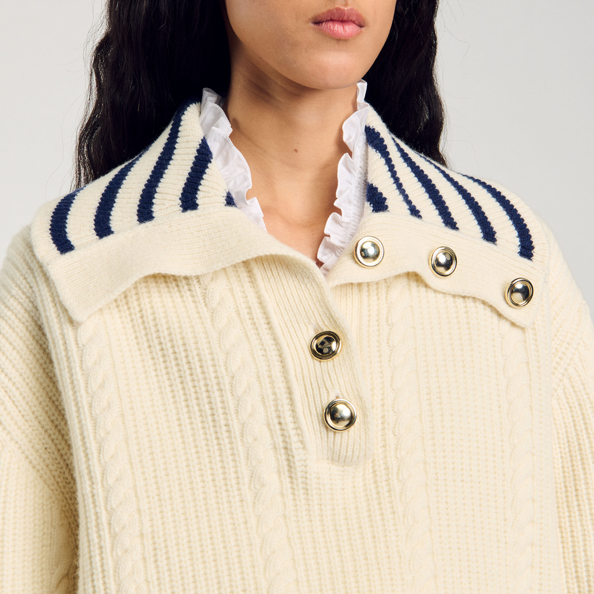 Stripy sailor-neck jumper