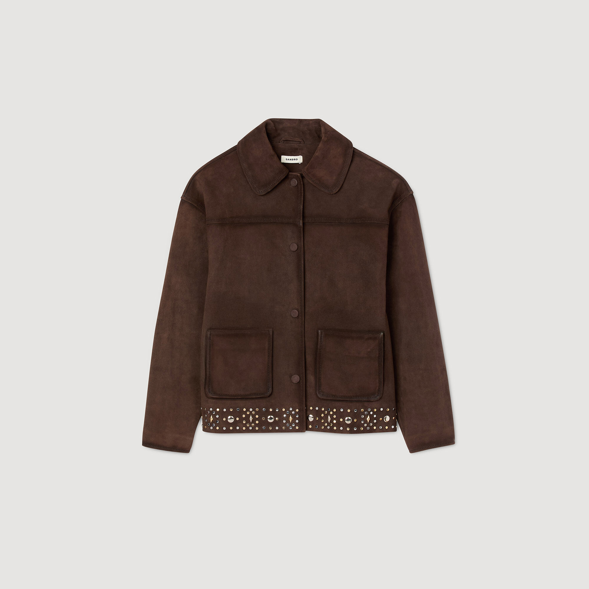 Velourslederjacke mit Nieten