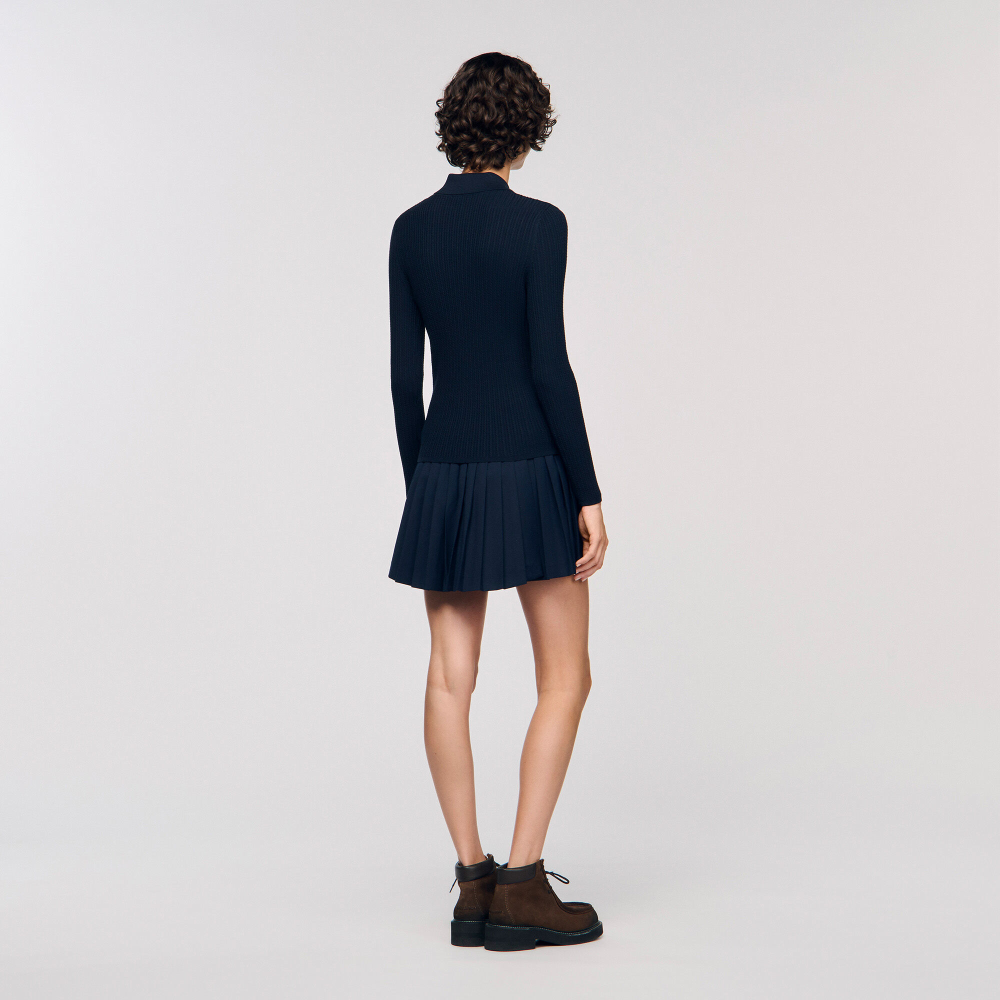 Pull polo en maille torsadée