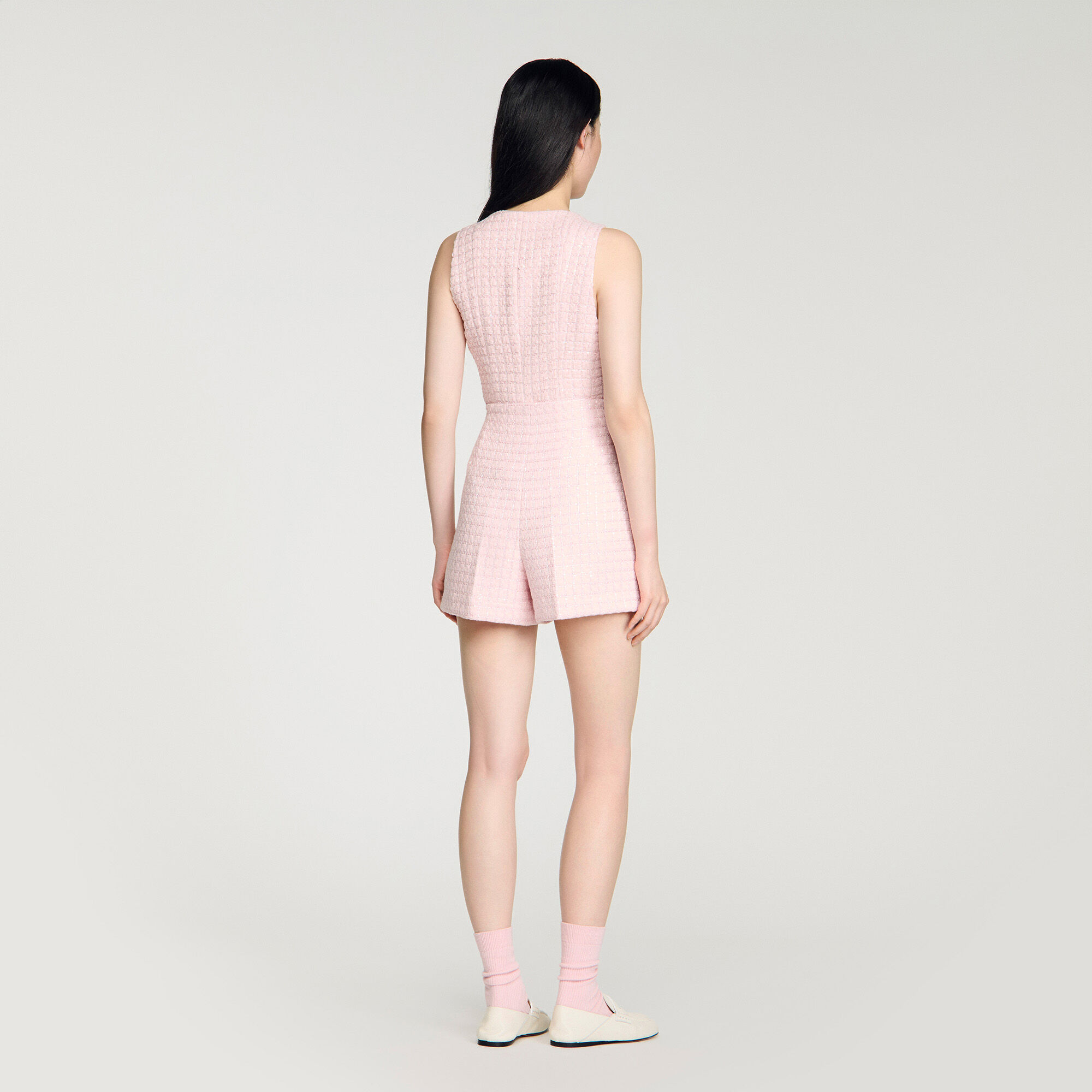 Short tweed à carreaux sequins