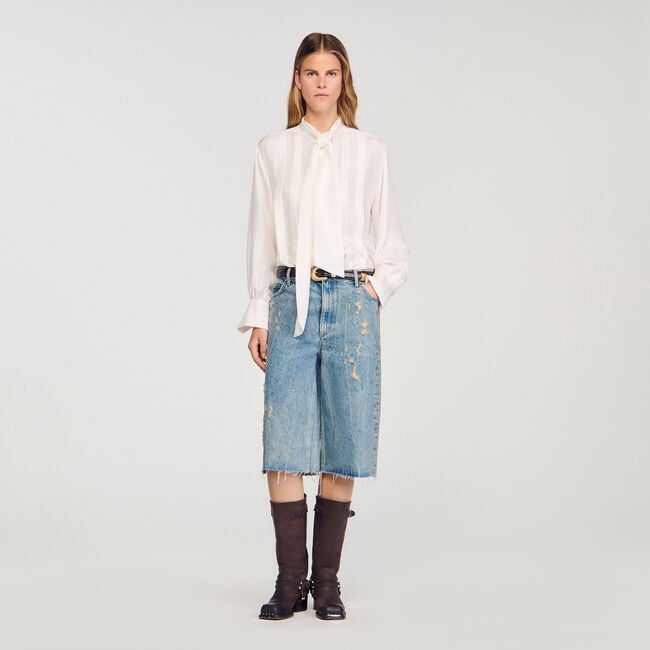 Seidenbluse mit Lavallière