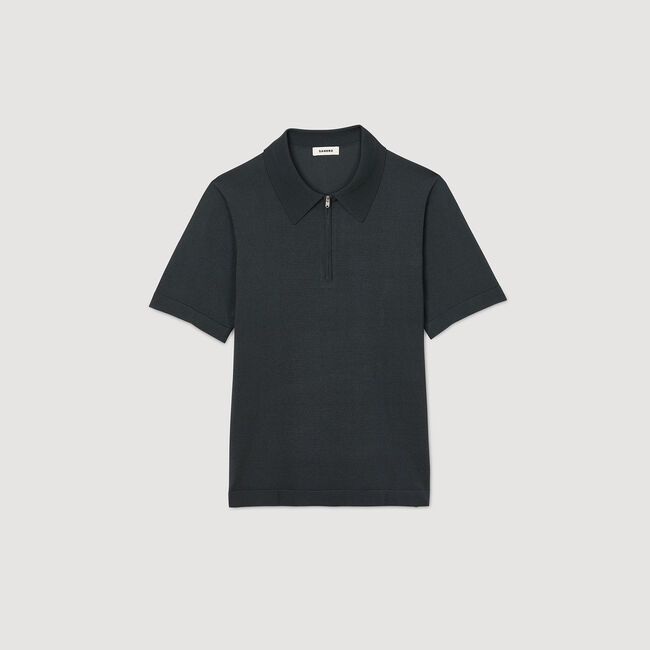 Polo en maille à col zippé