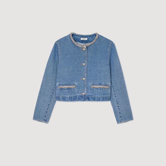 Jeansjacke mit Strass