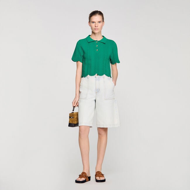 Pull court en maille fantaisie