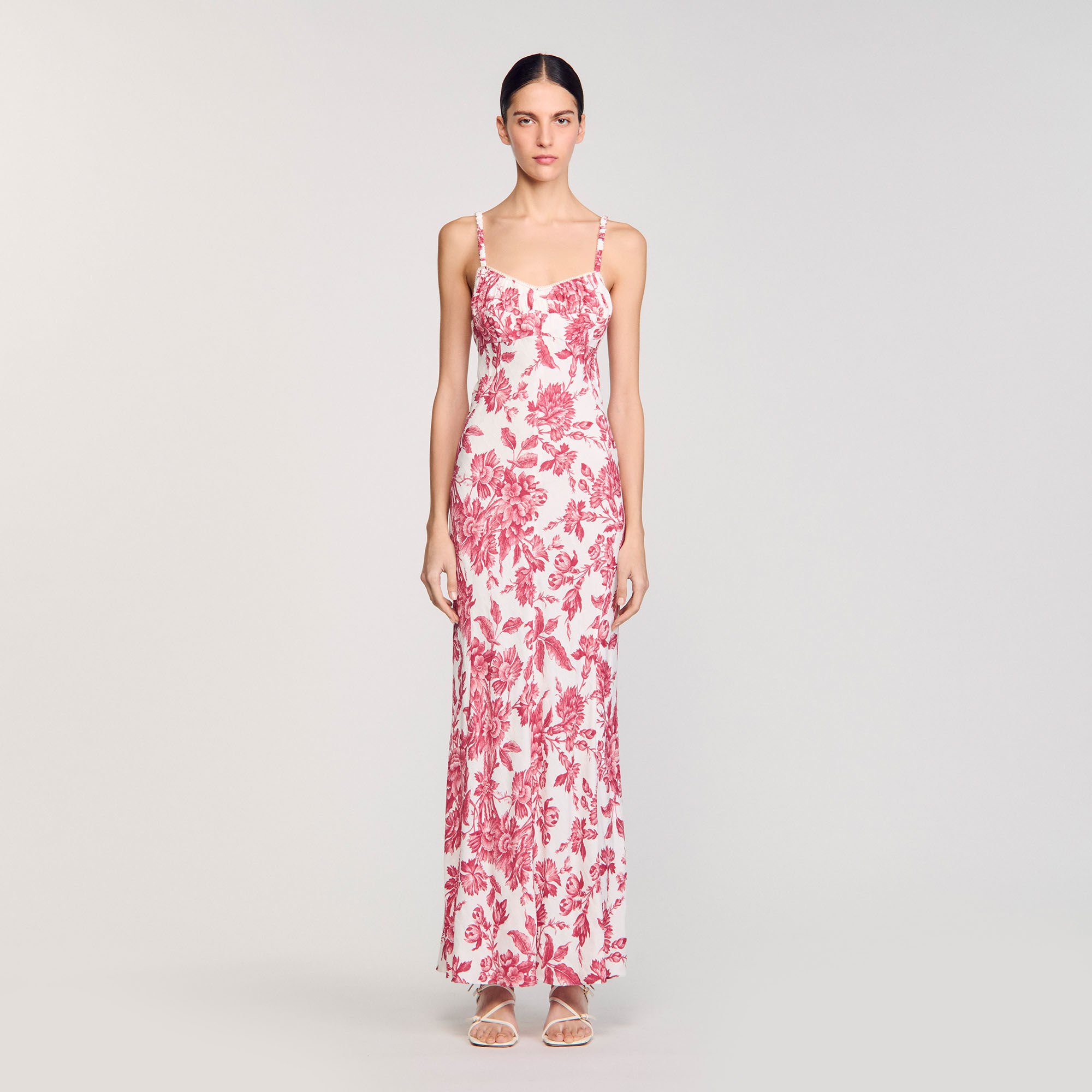 Floral print maxi dress red For Women | Sandro Paris