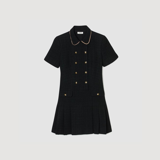 Kurzes Tweedkleid mit Zierknöpfen