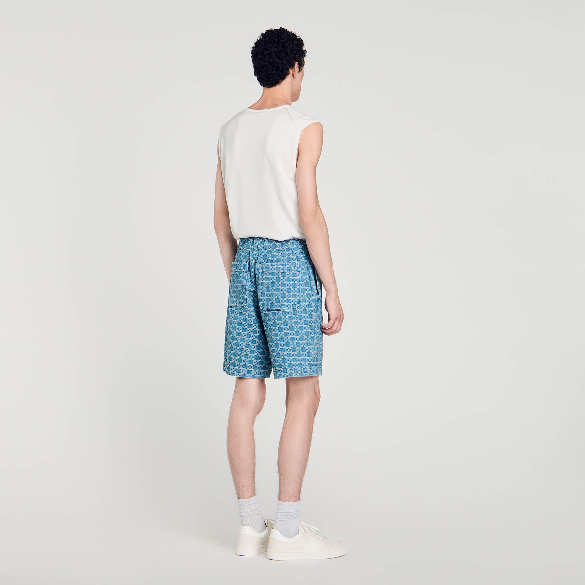 Bermuda en denim square cross