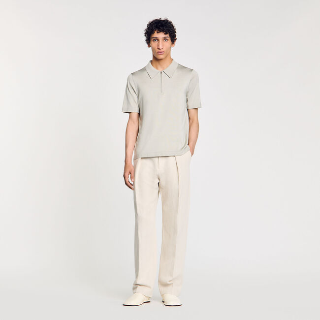 Polo en maille à col zippé
