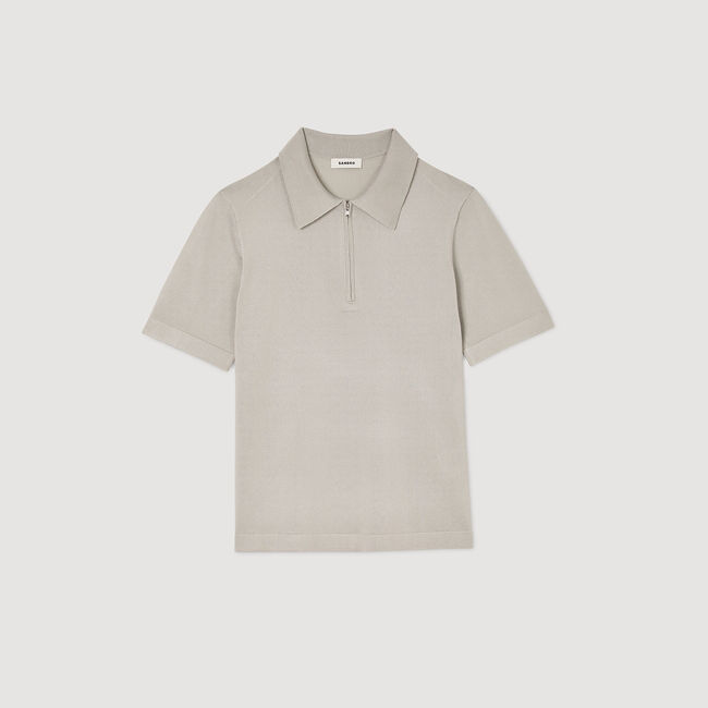 Polo en maille à col zippé