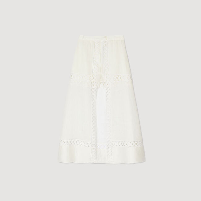 Long linen-blend skirt with shorts