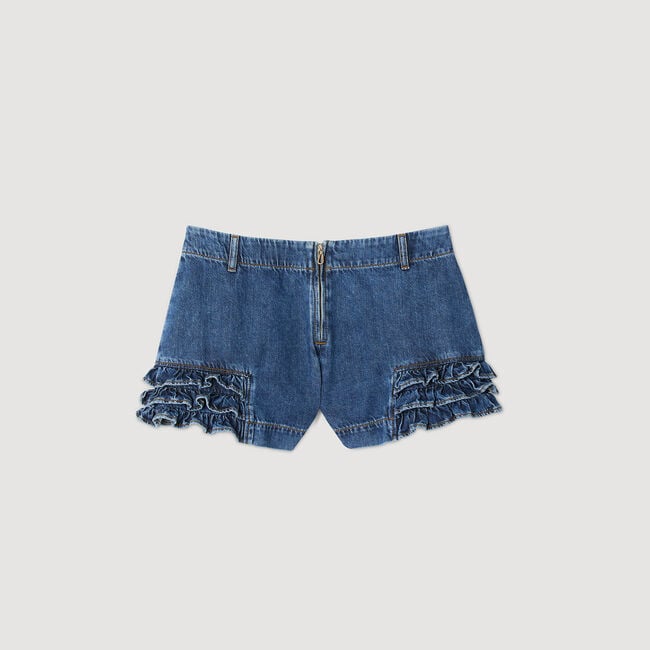 Short en denim à volants 