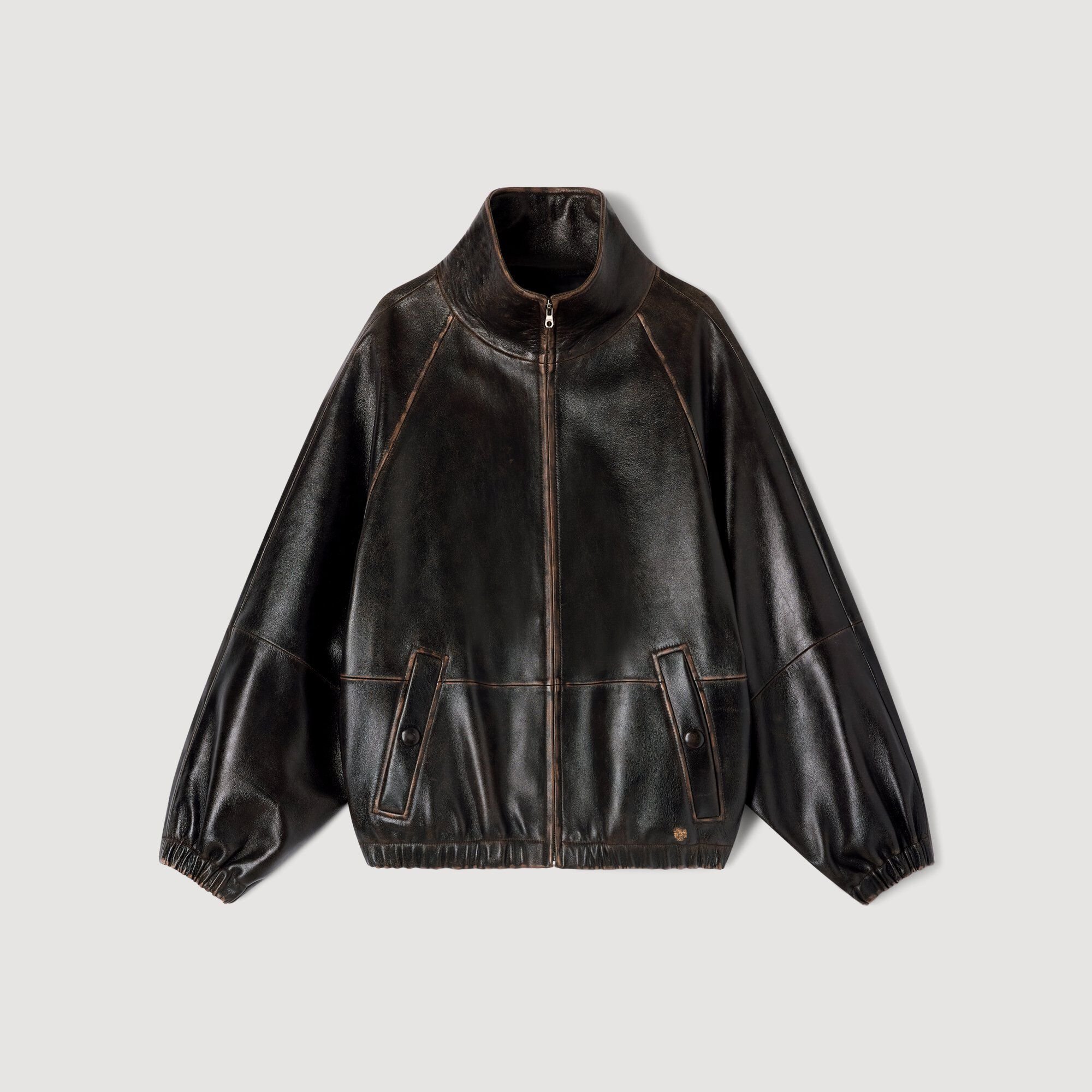 Blouson en cuir vieilli