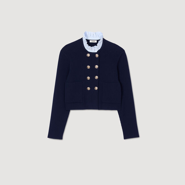 Cardigan mit abnehmbarem Volantkragen