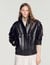 Oversize-Lederjacke mit Stehkragen