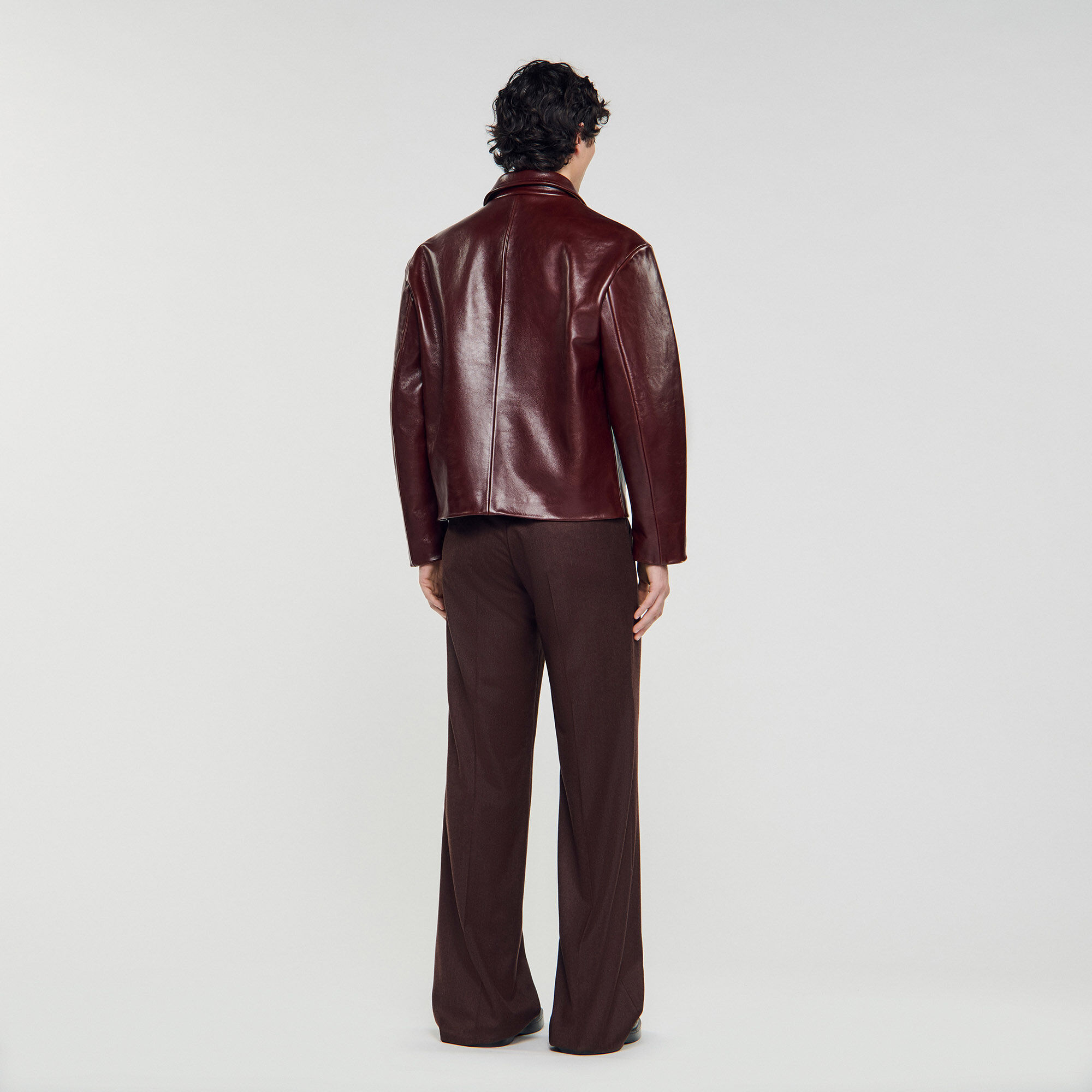 Zip-up leather jacket