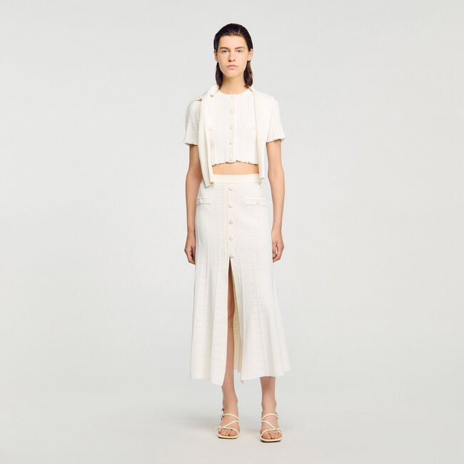 Pointelle knit maxi skirt