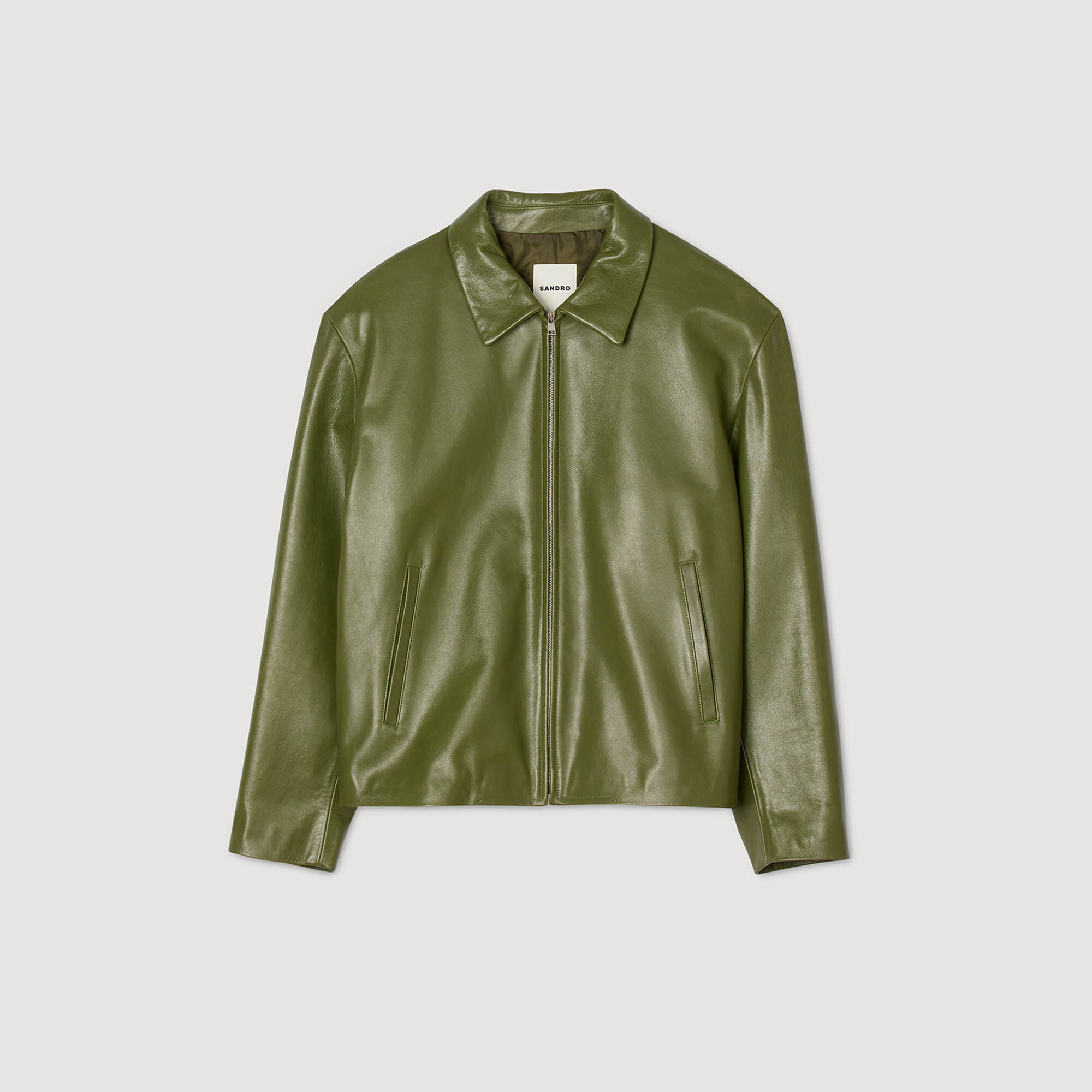 Blouson zippé en cuir