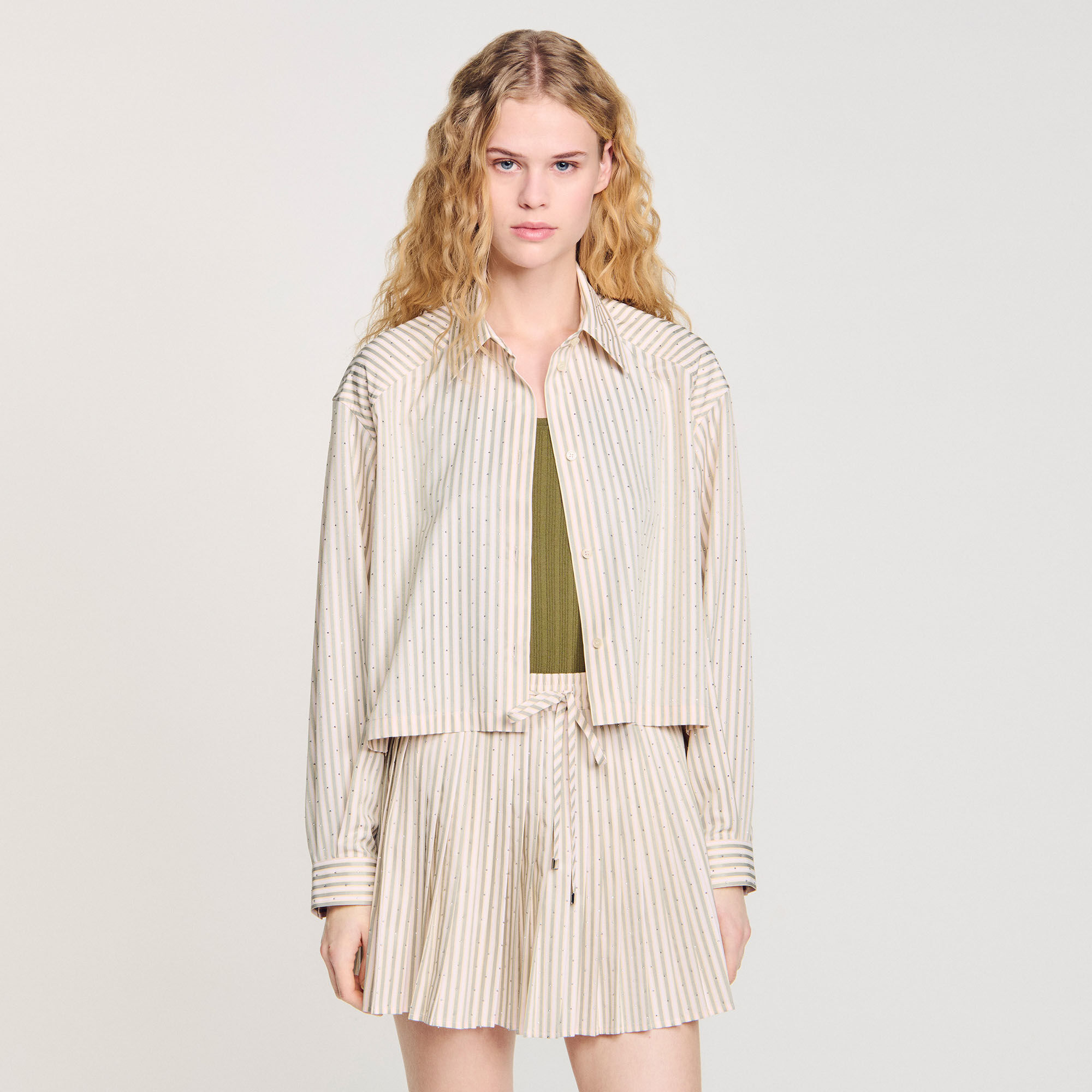 Chemise strassée à rayures
