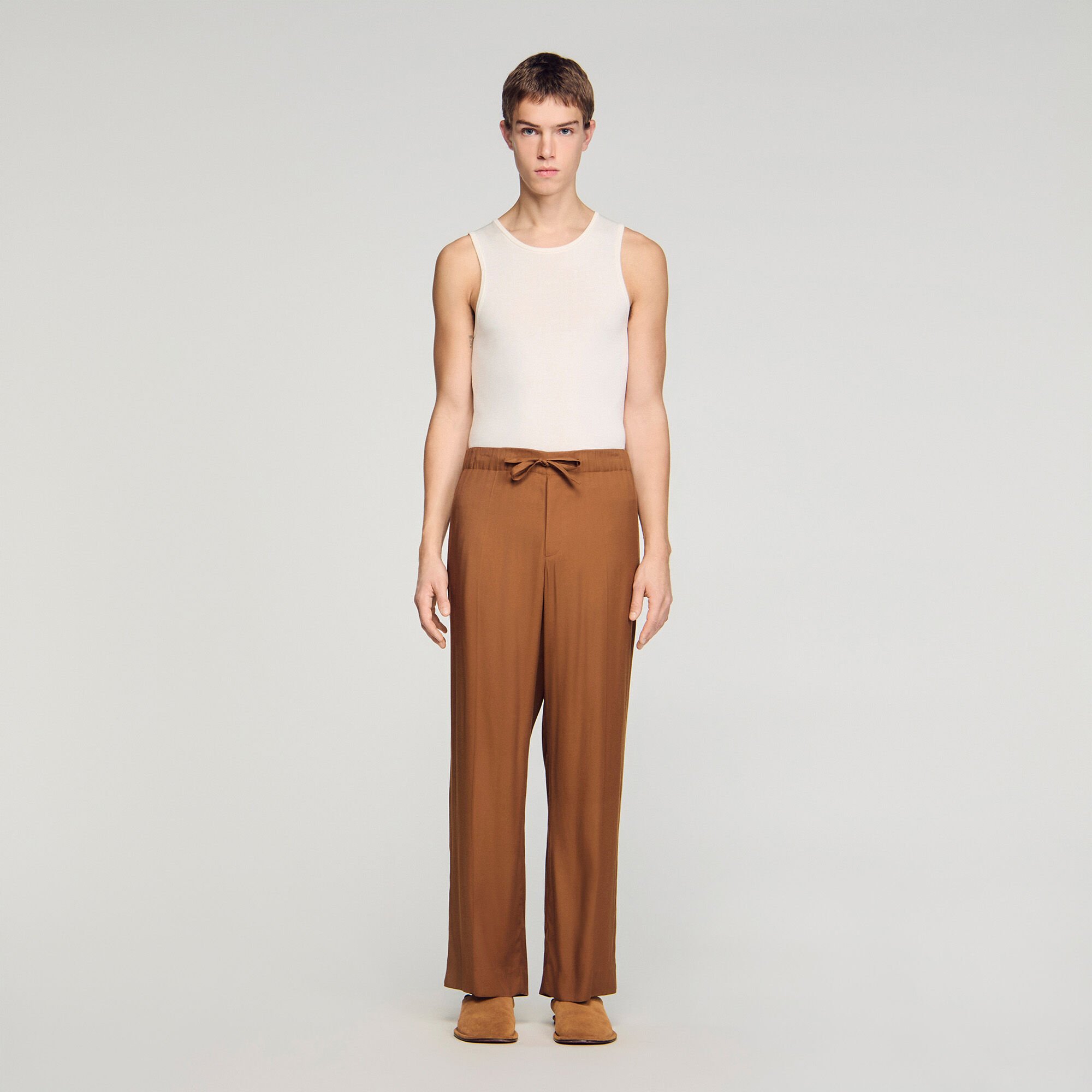 Pantalon fluide &eacute;lastiqu&eacute; &agrave; cordon