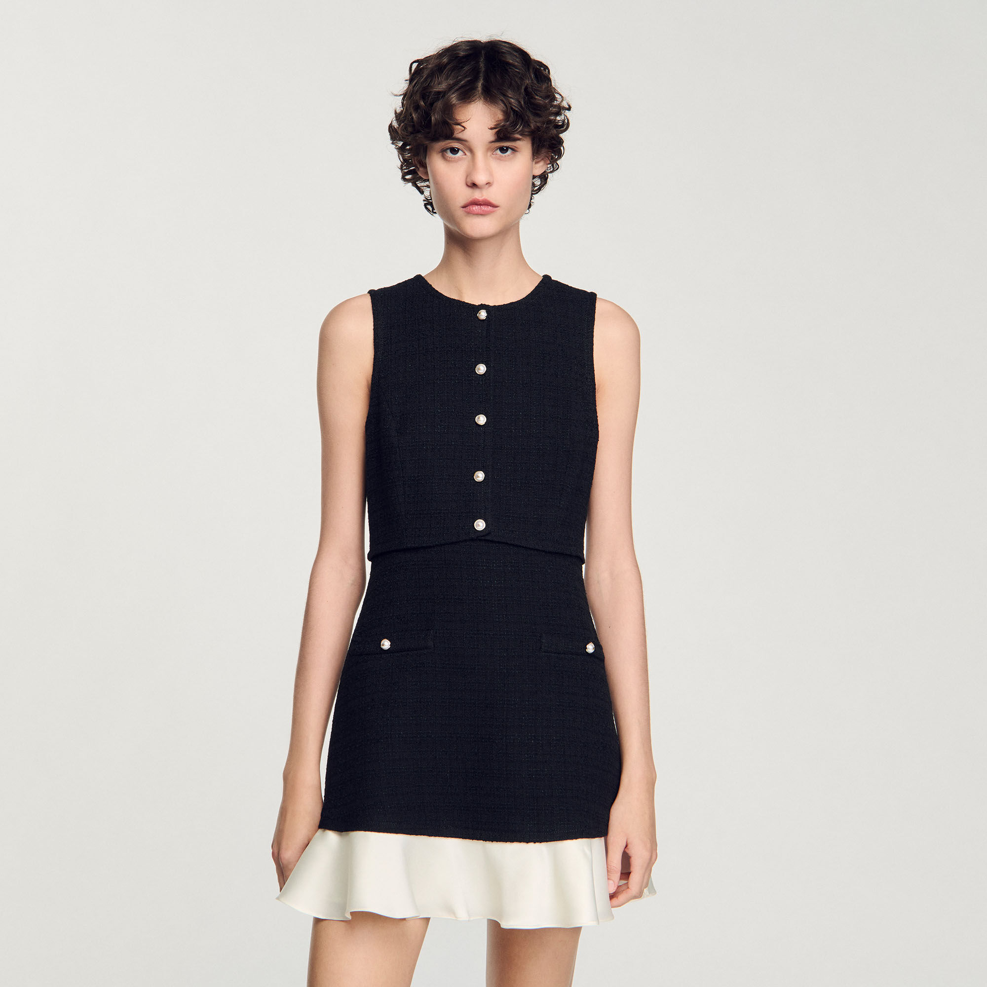 Robe courte en tweed bicolore