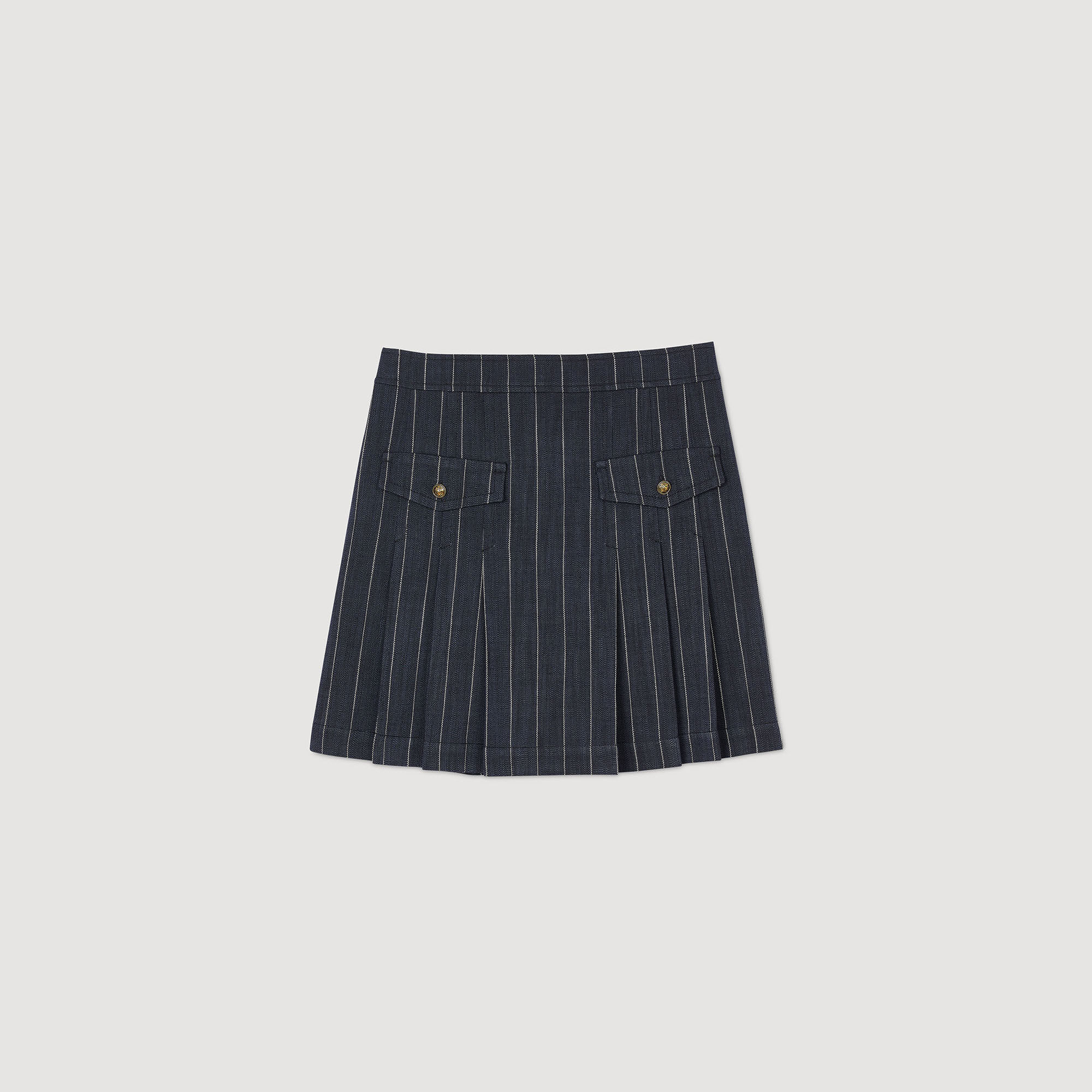 Short striped pleated skirt