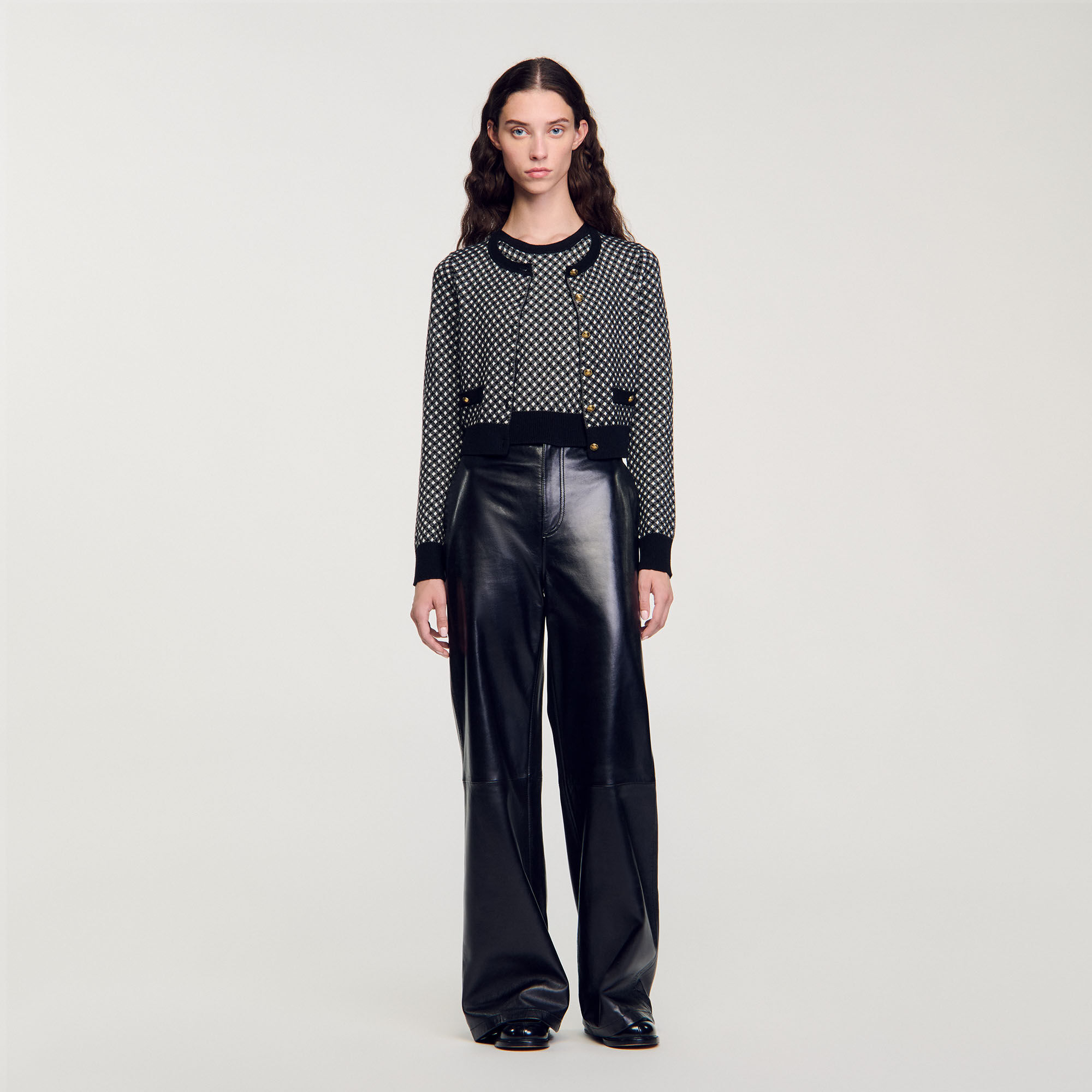Jacquard check cardigan