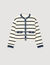 Stripy cardigan with denim details