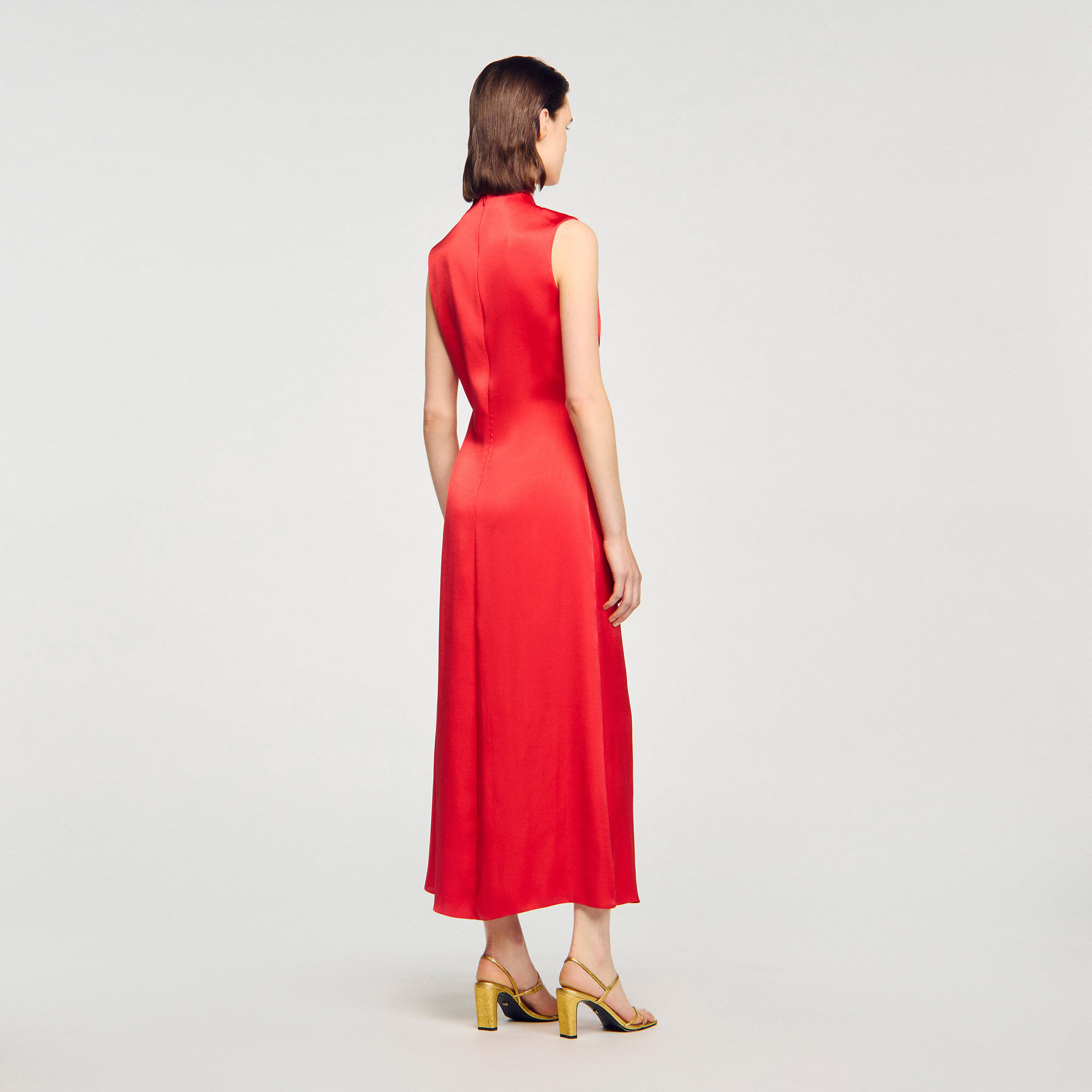 Draped satin-effect dress