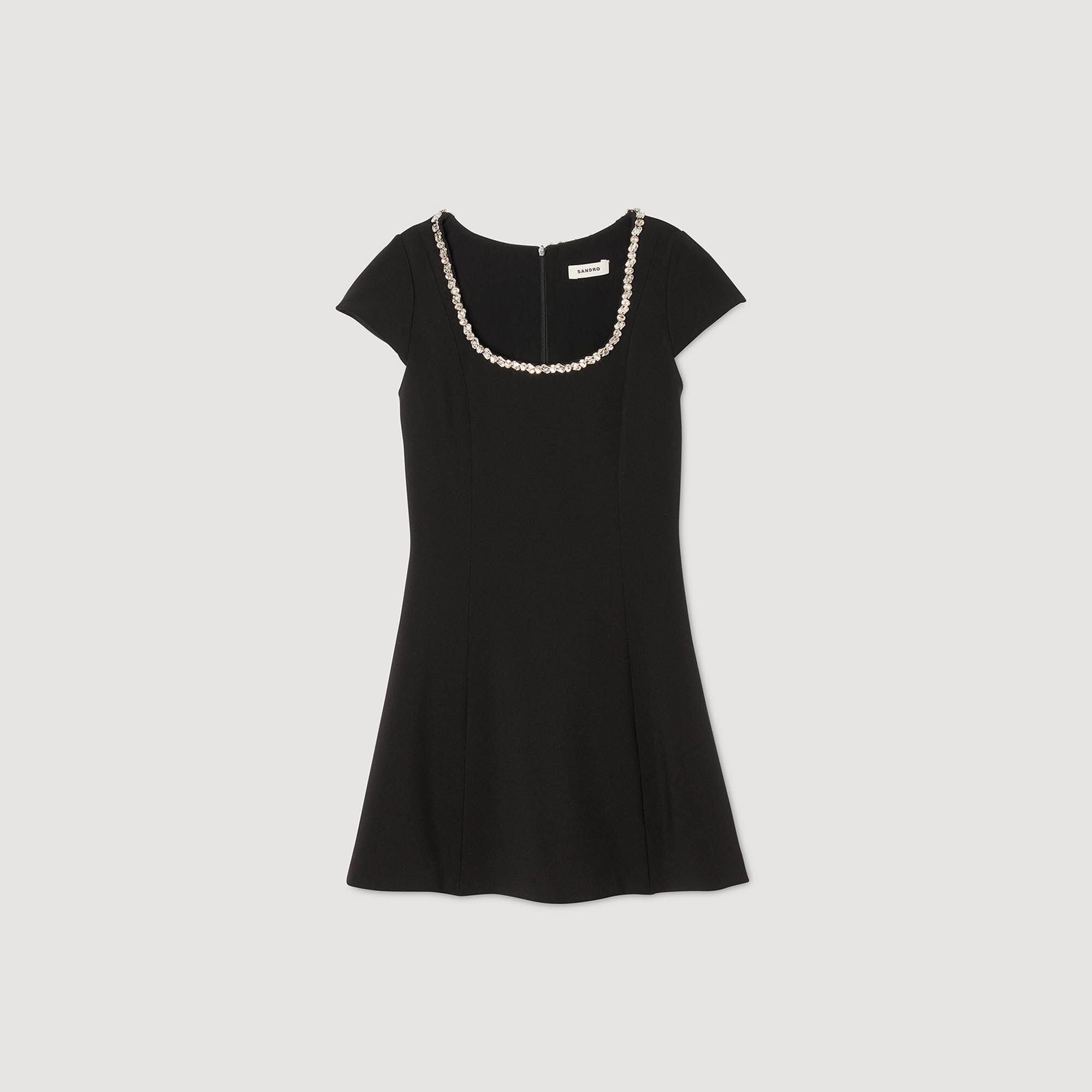 Short dress with rhinestone collar