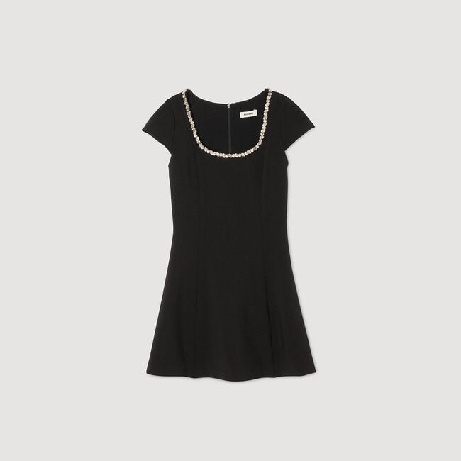 Short dress with rhinestone collar