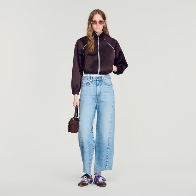 Blouson court satin&eacute; brod&eacute;