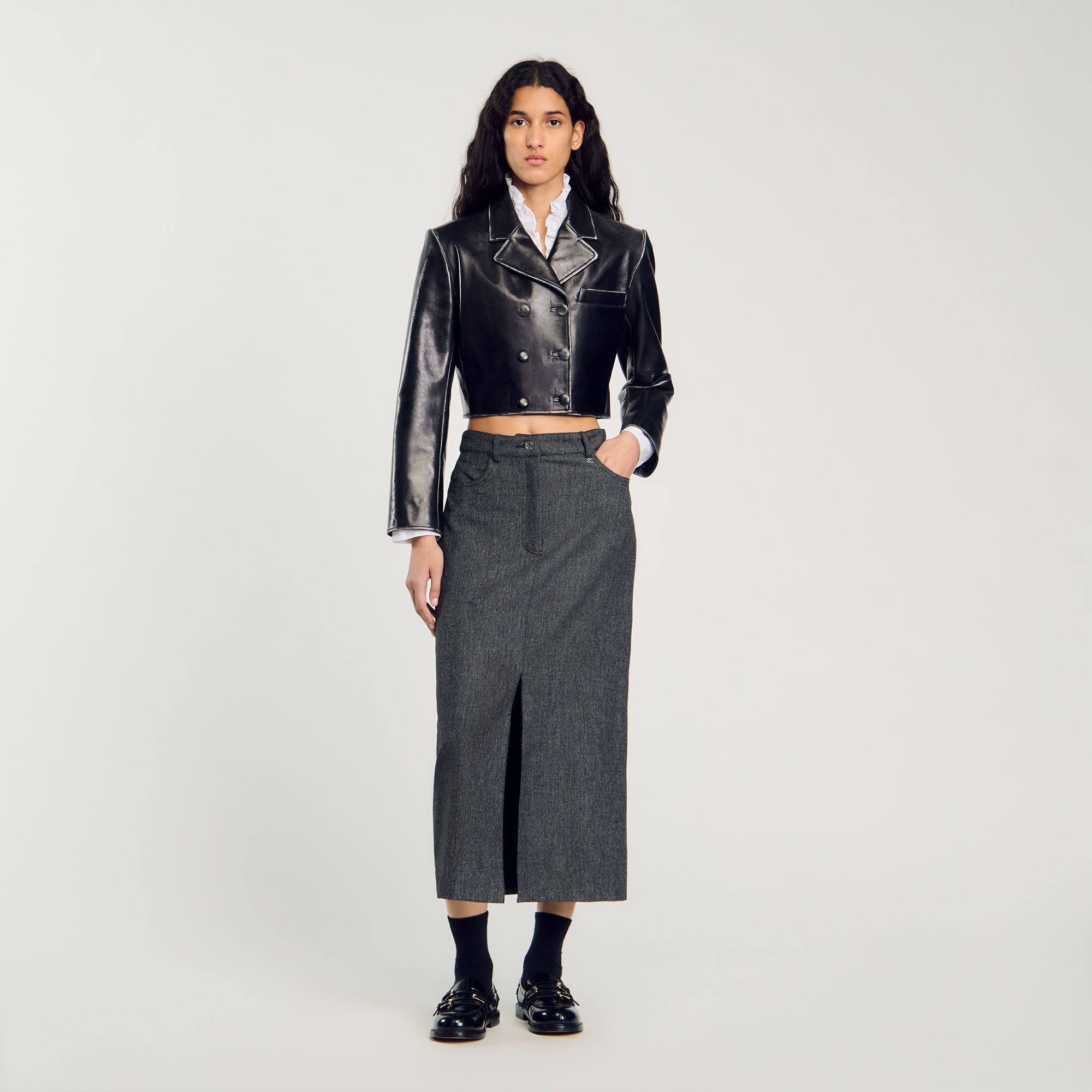Sandro biopic leather jacket hotsell