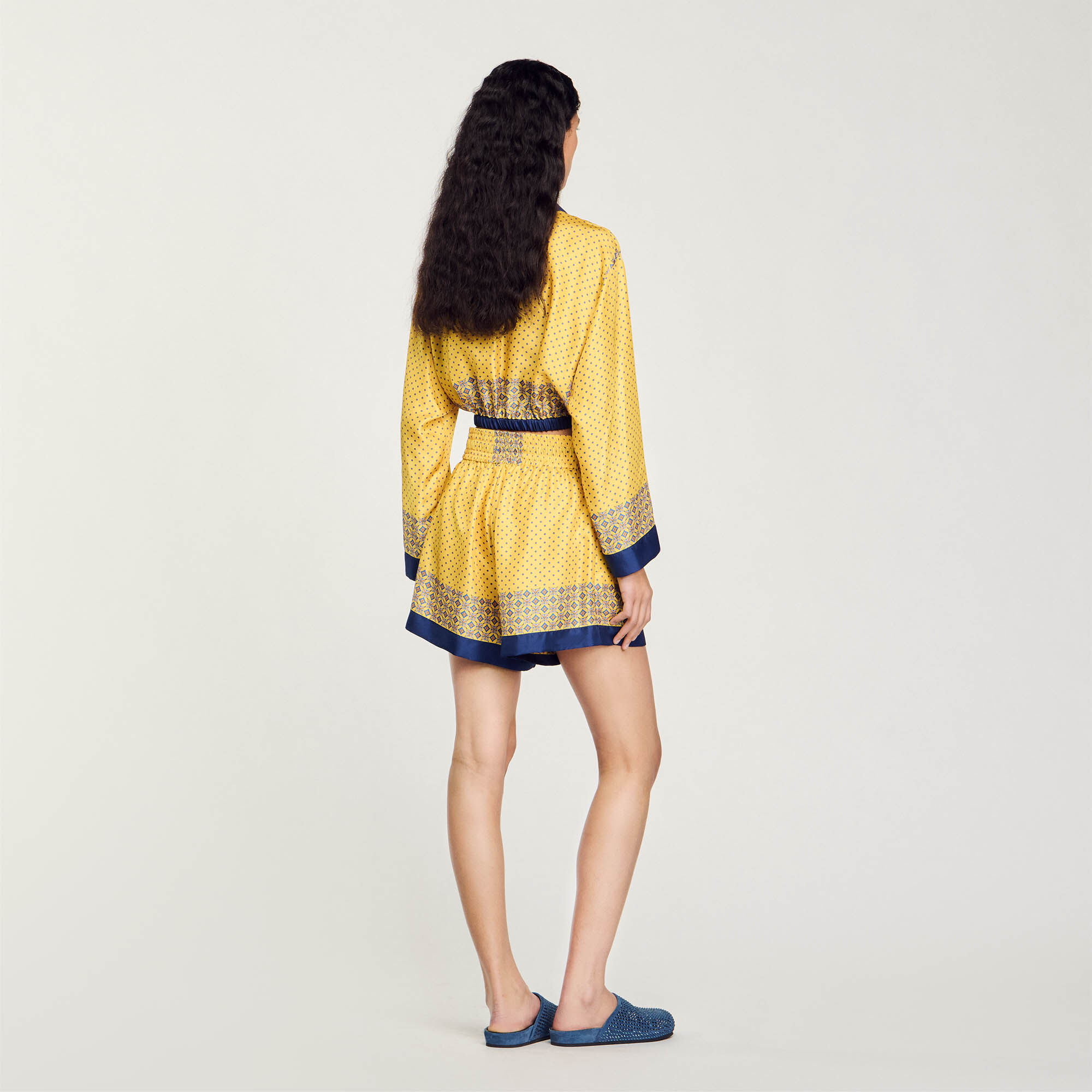 Short fluide en soie imprimée 