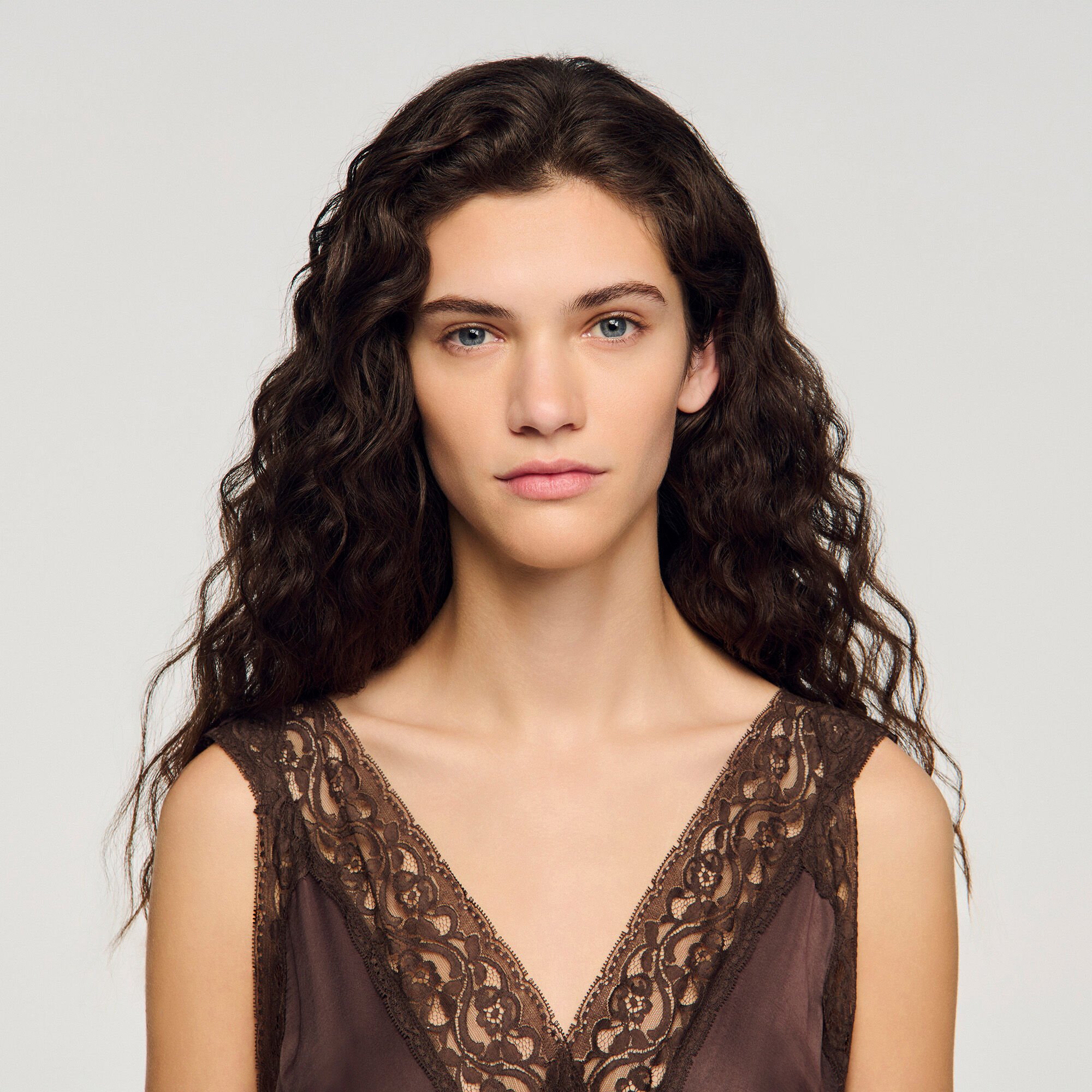 Lace collar maxi dress