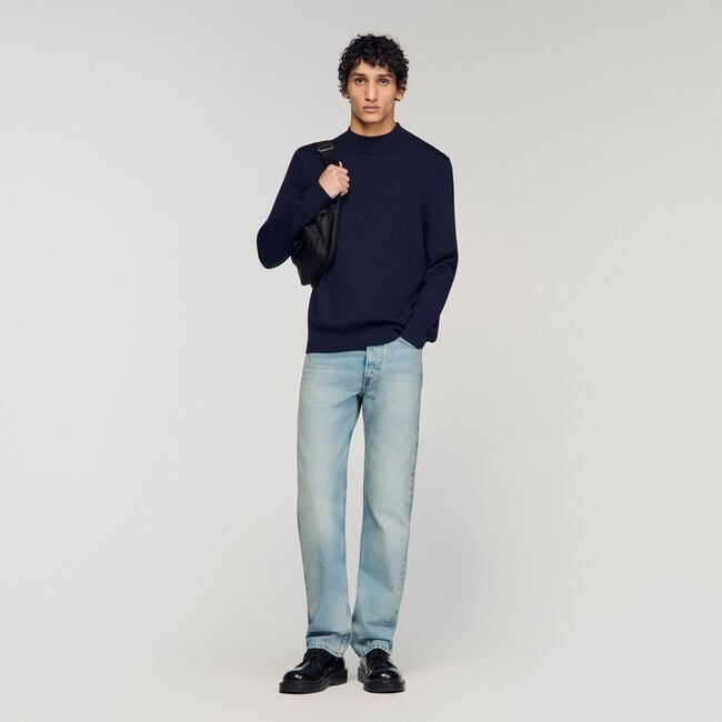 Wool jumper with high neck