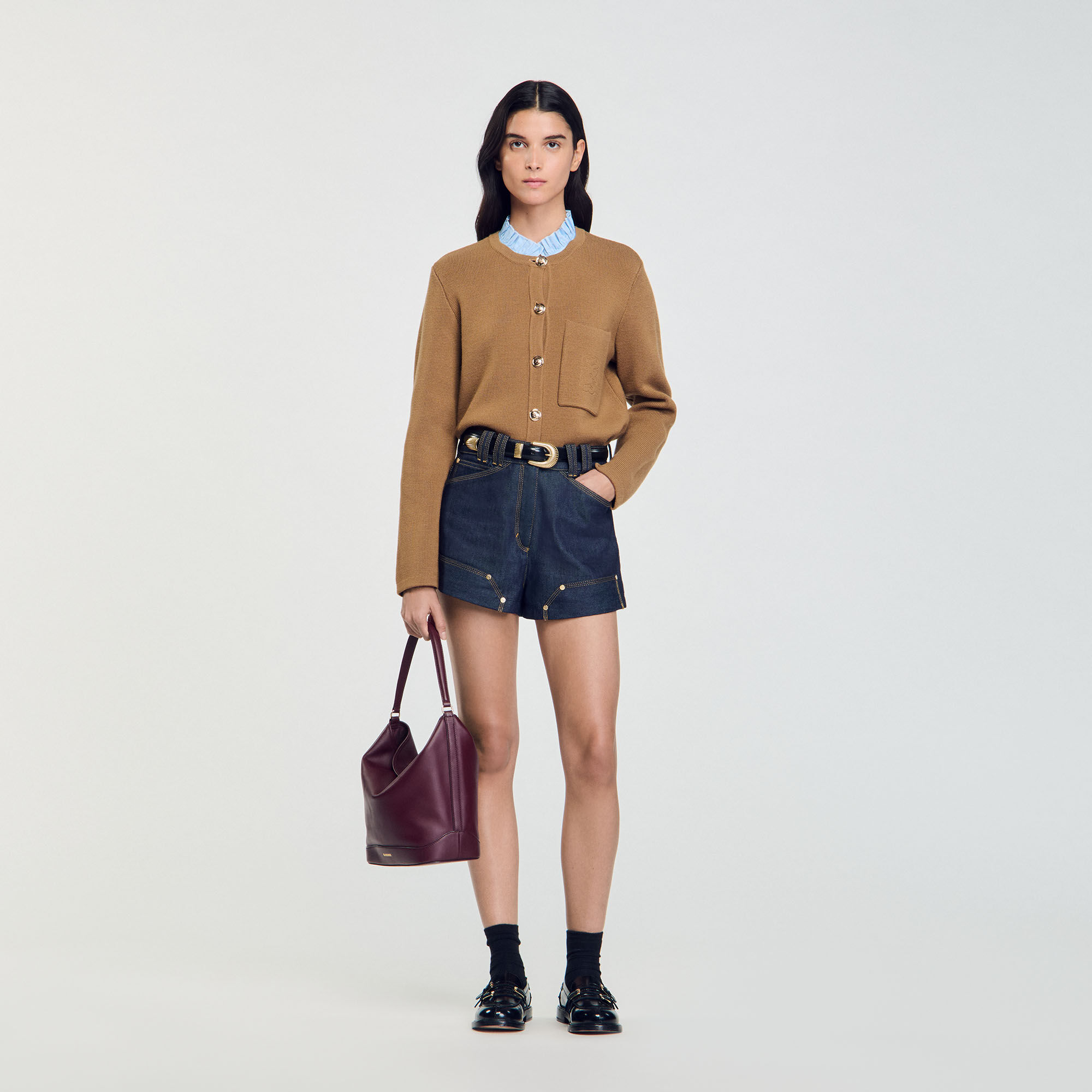 Sandro cardigan with contrasting slogan on sale
