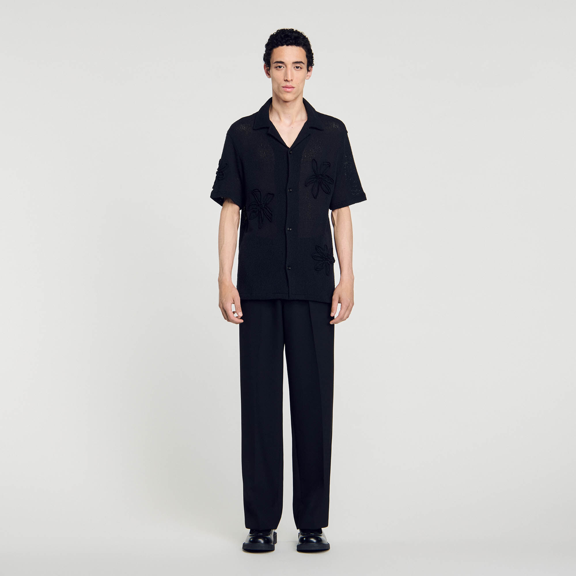 Chemise en maille à fleurs