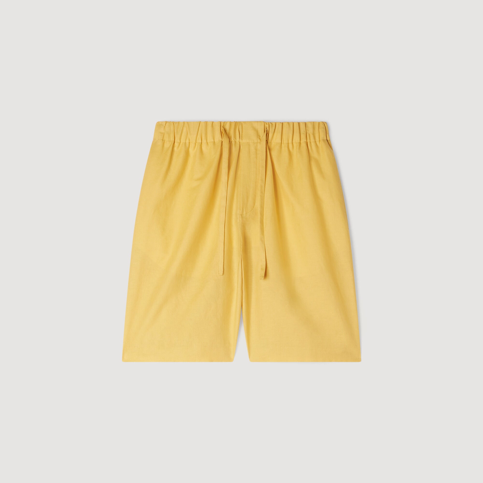 Short en lin &agrave; taille &eacute;lastiqu&eacute;e