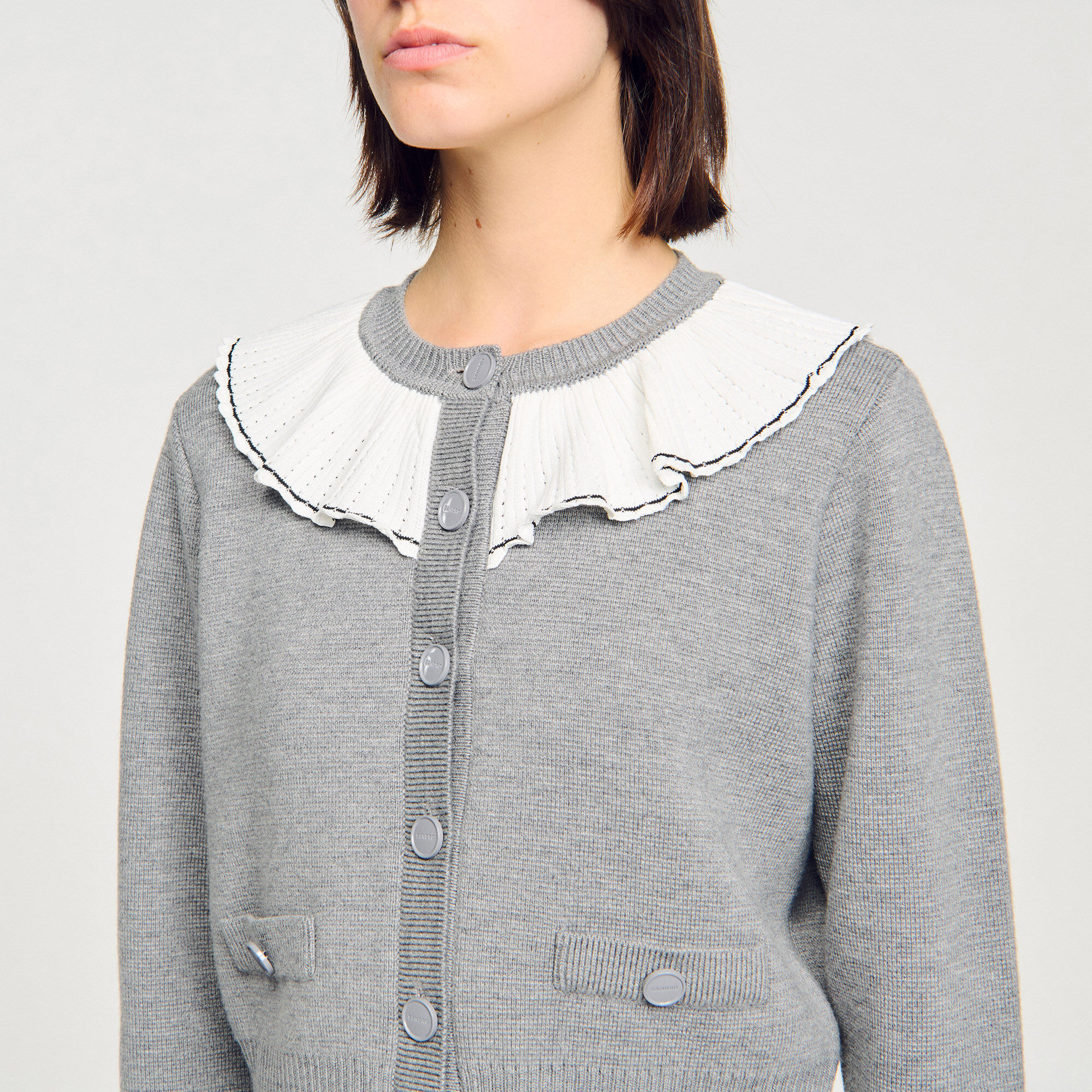 Cardigan à col contrasté