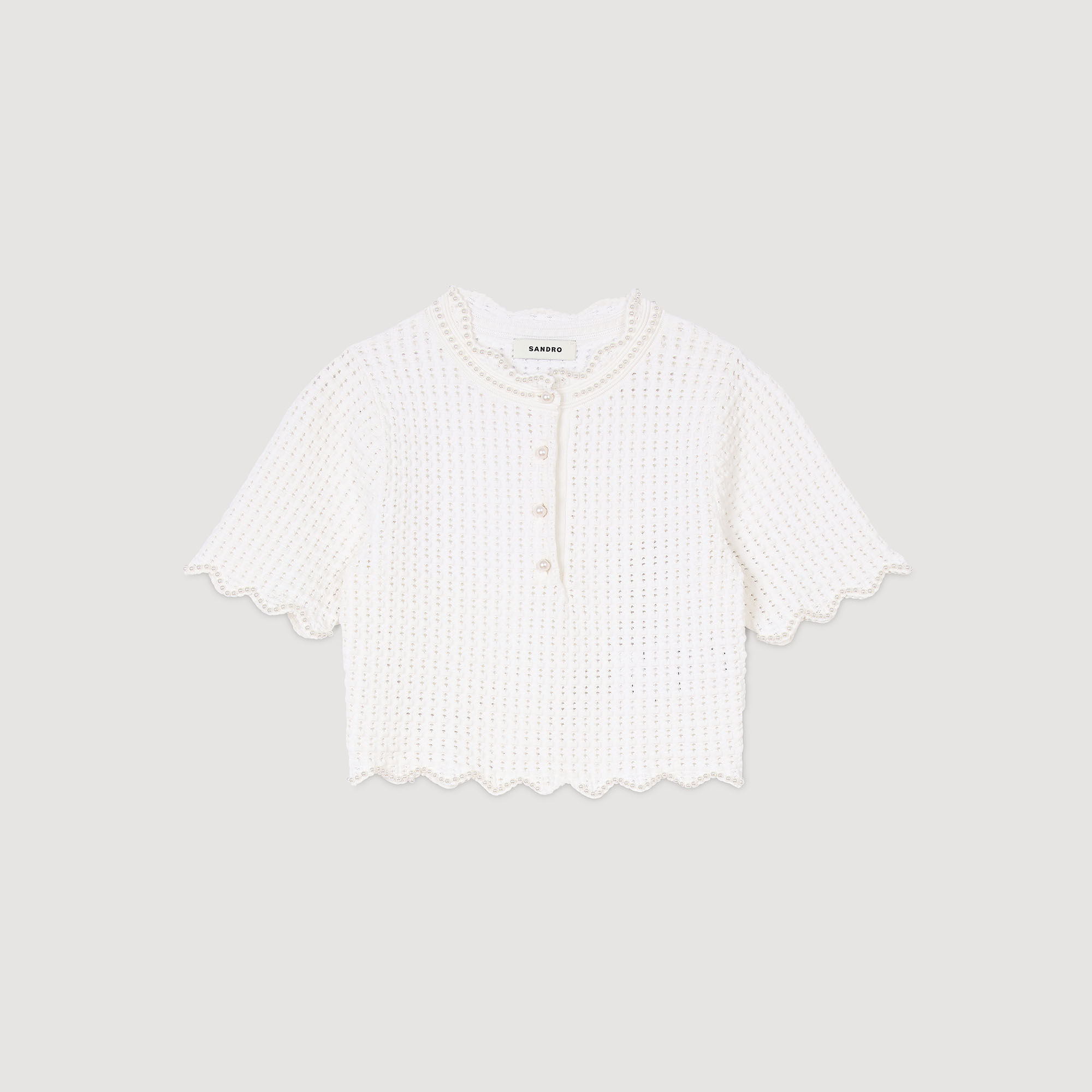Pull court en maille perlée