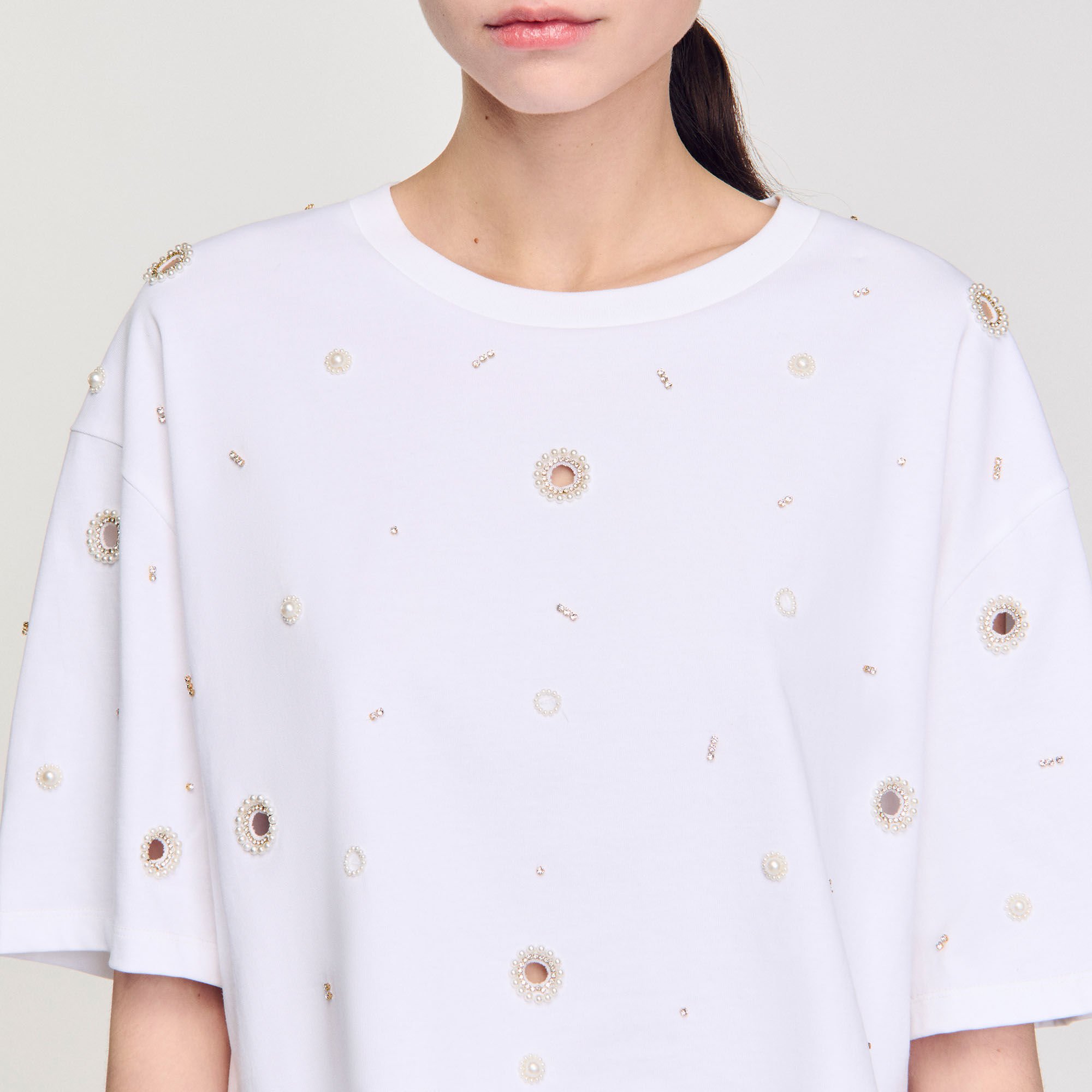 T-shirt court perlé