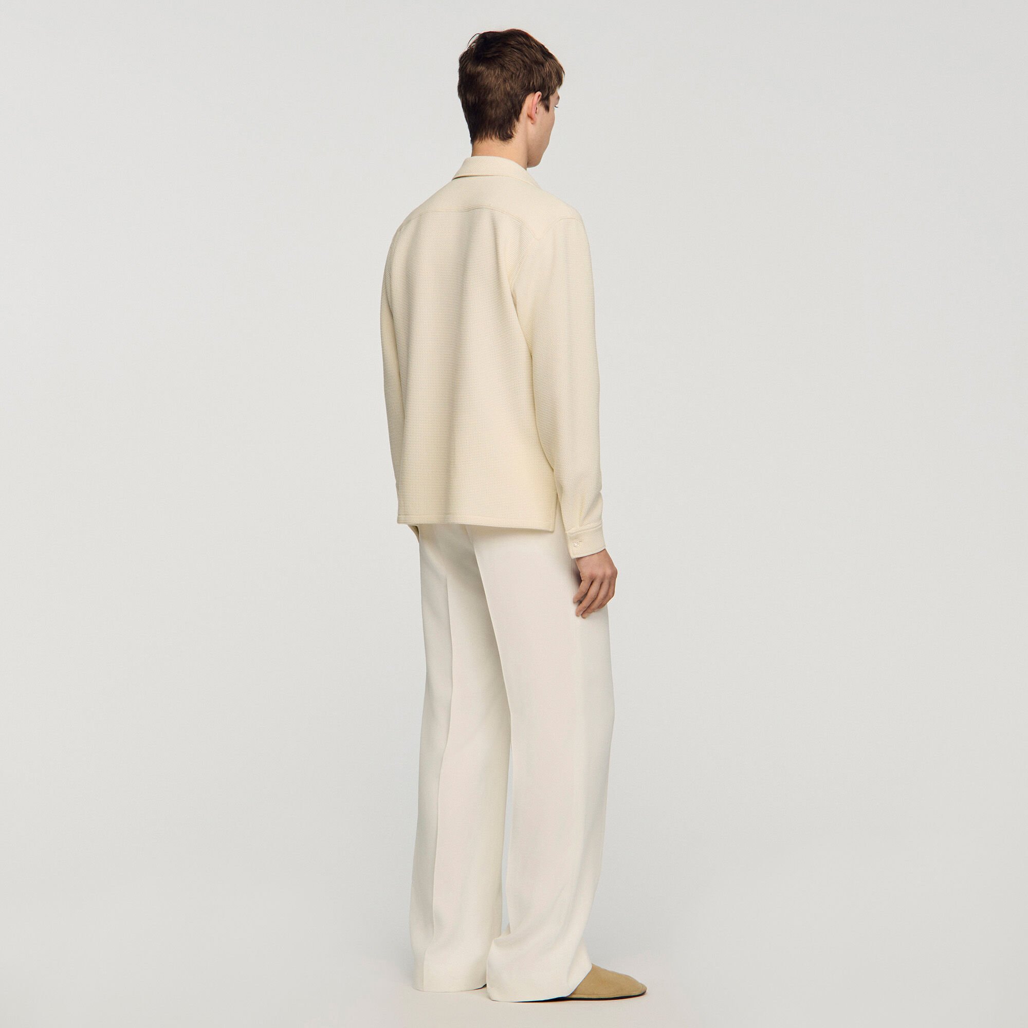 Textured shark collar shirt