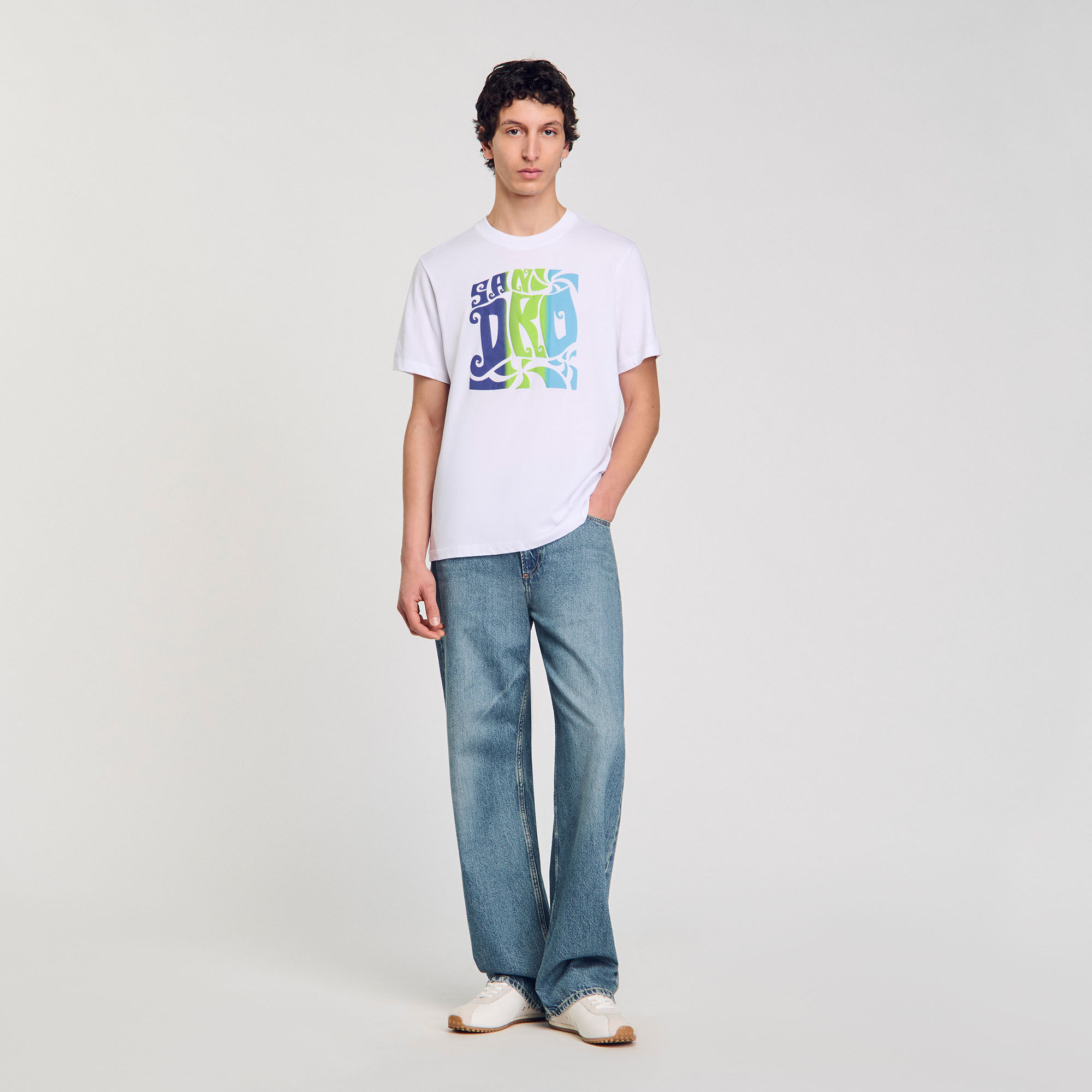 Baumwoll-T-Shirt mit Wellenmuster