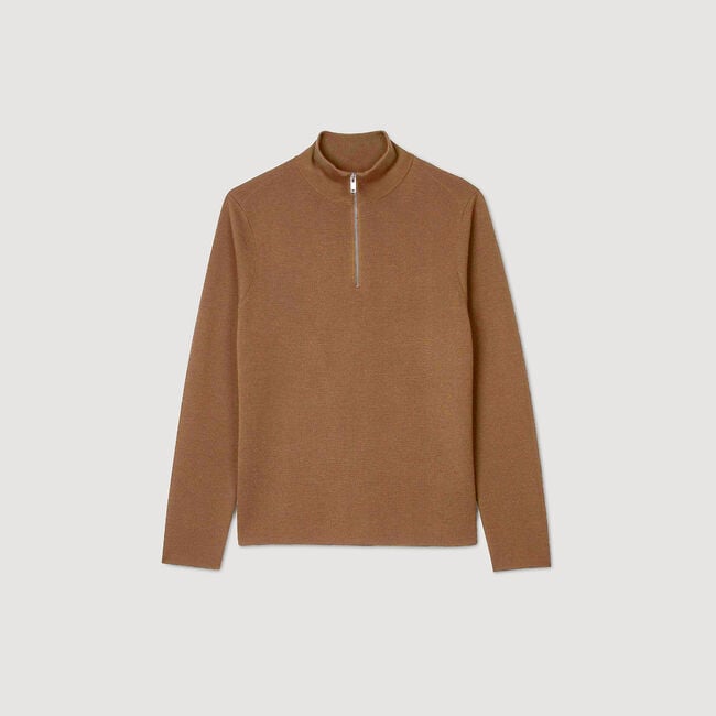 Pull en laine à col zippé