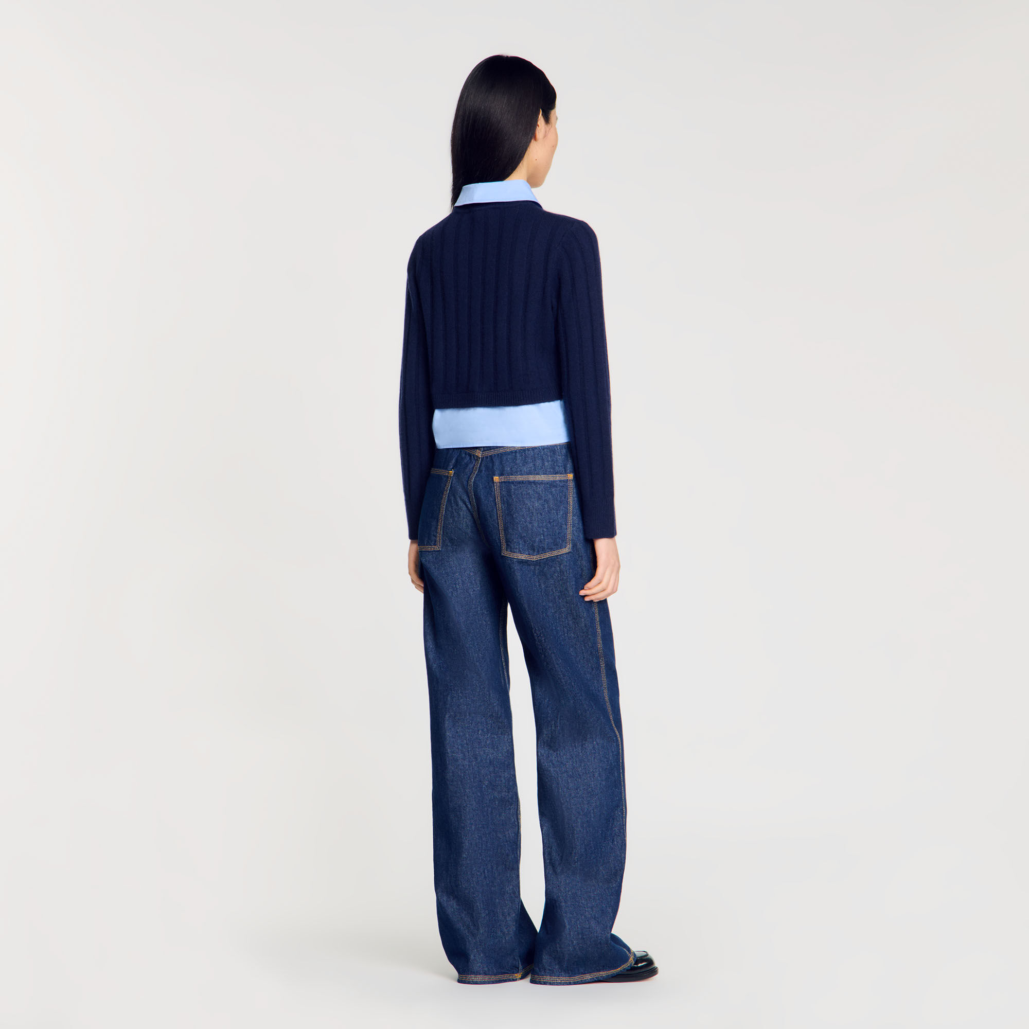 Cropped wool and cashmere jumper