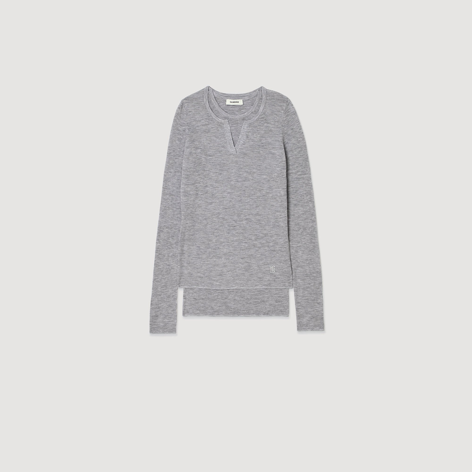 Wollpullover mit Trompe-l'œil-Effekt