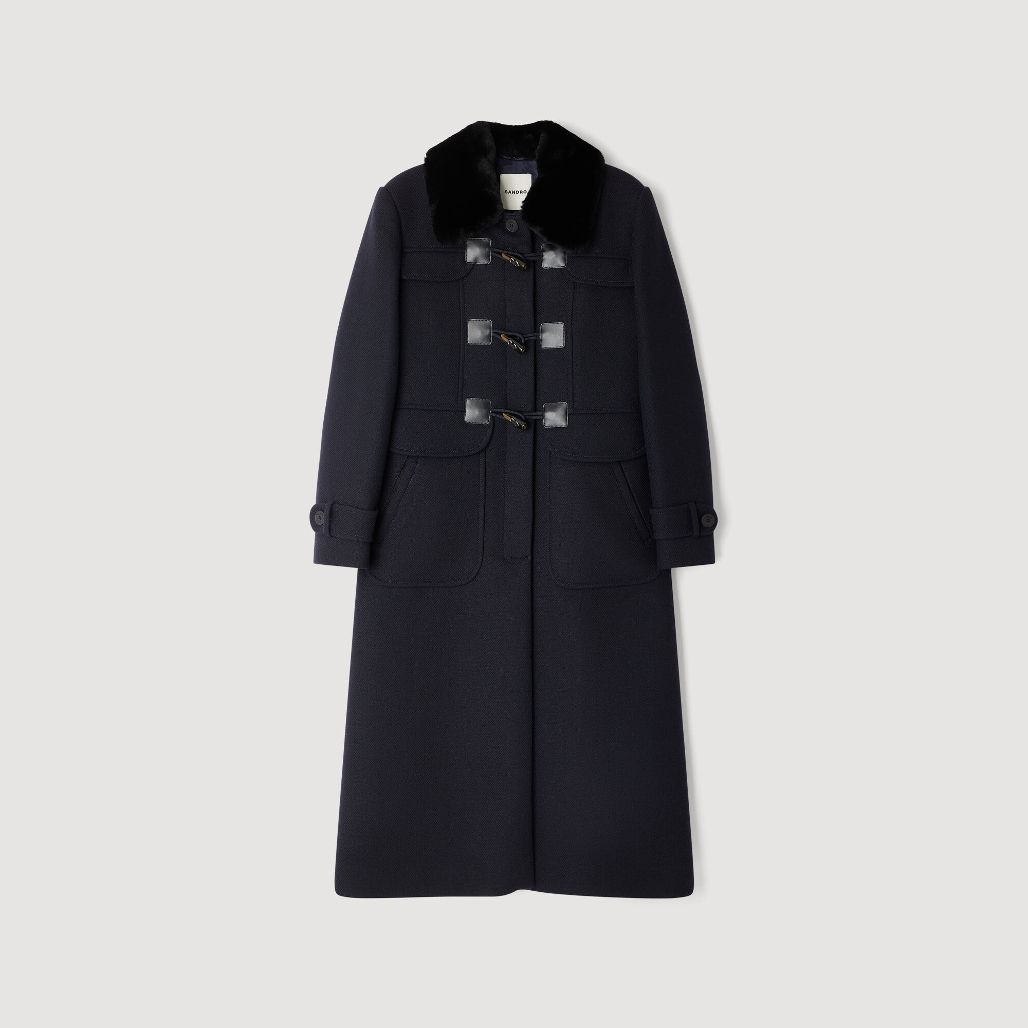 Manteau long avec col en velours